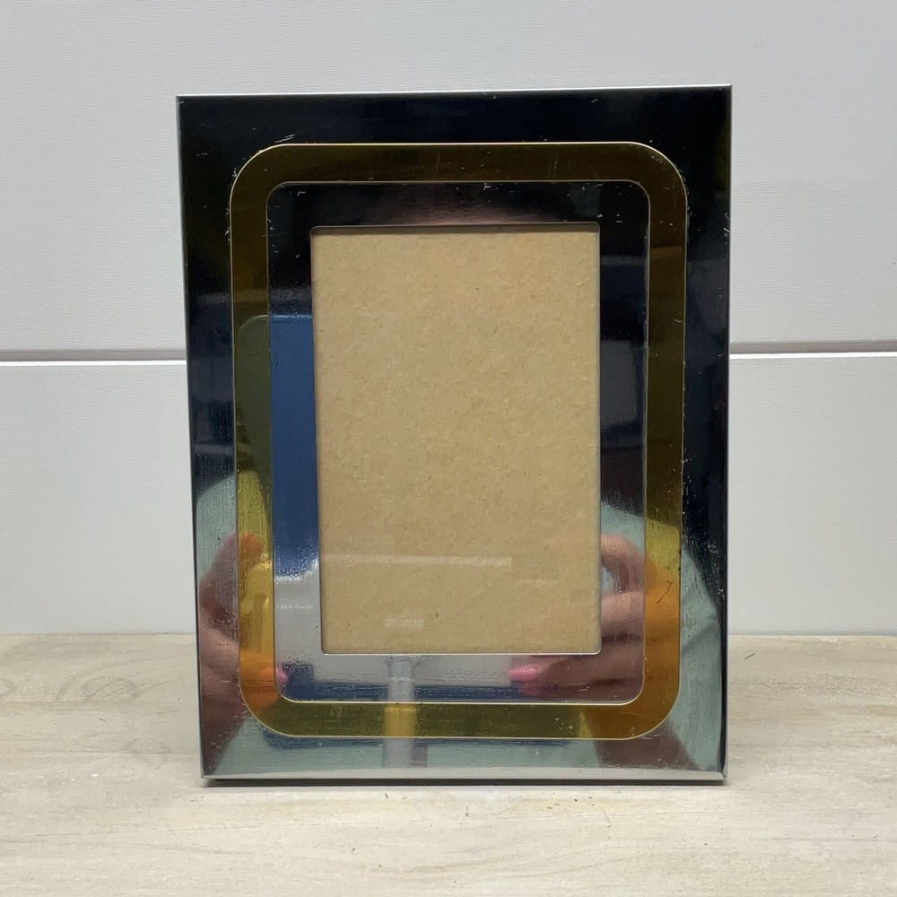 Carr USA Vintage Two Tone Silver and Gold Metal Picture Frame 5x7 Inch